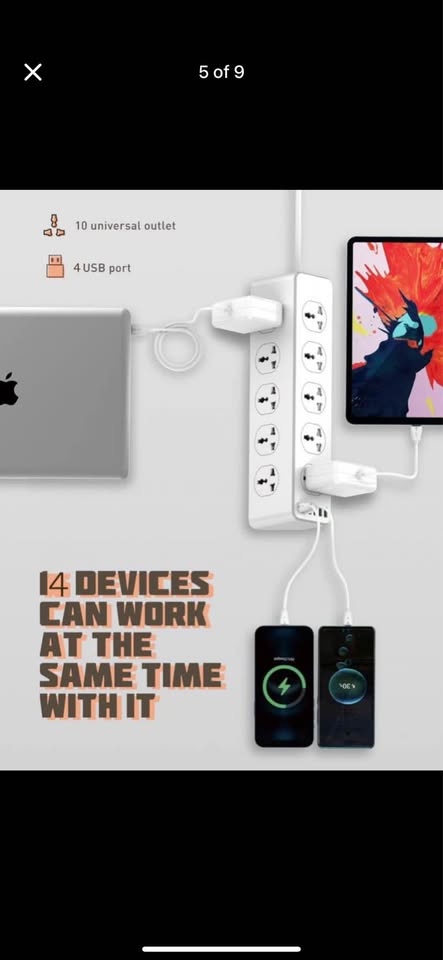 Brand new PowerStrip 10 universal sockets+ USB and USBc - photo 5