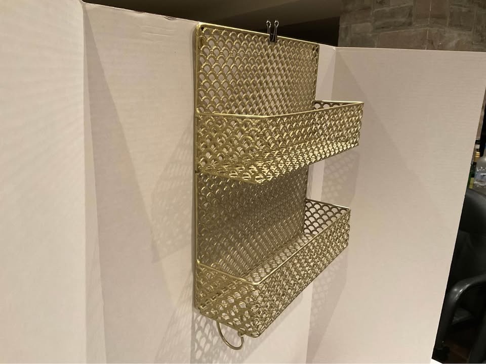 Gold Metal Wall Organizer With Hooks - photo 3