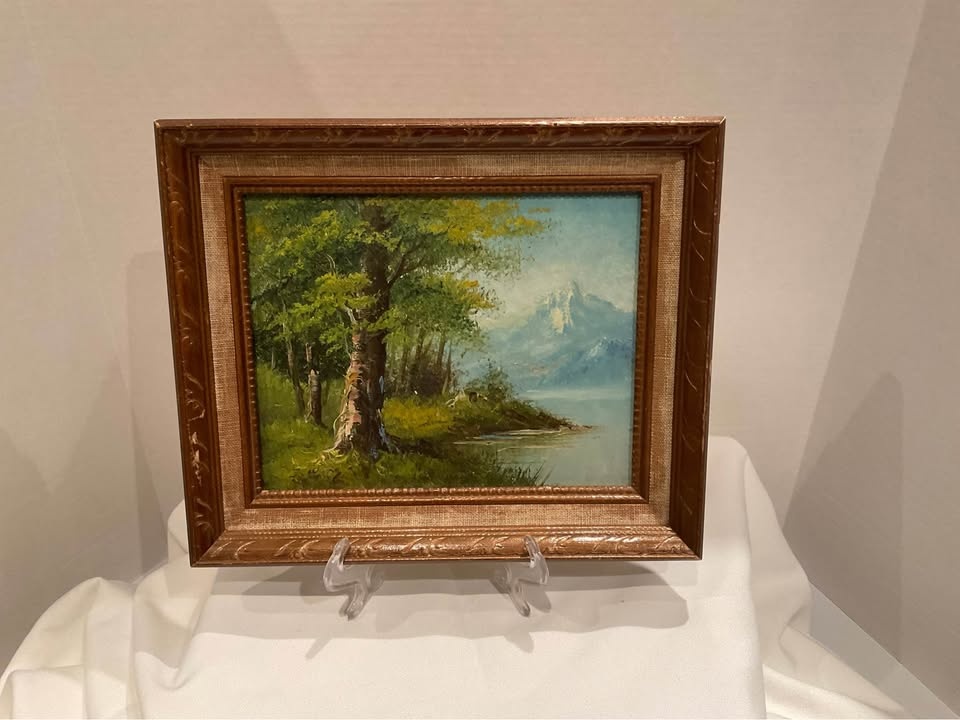 Framed Oil Canvas Vintage Serene Landscape Painting ORIGINAL FRA - photo 2