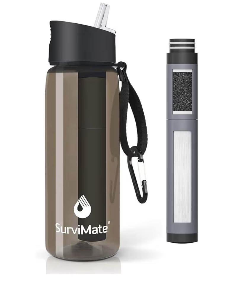 SurviMate Filtered Water Bottle w/ Compass