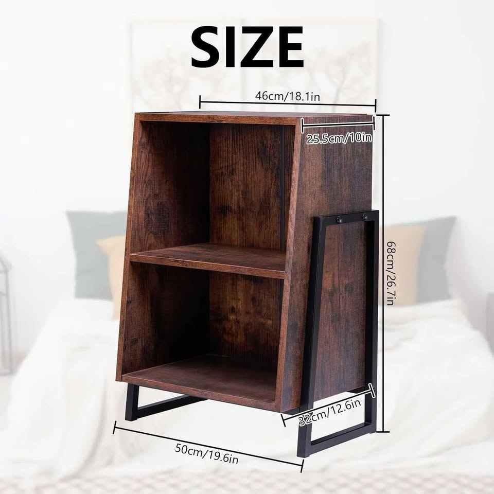 26.7" Walnut 2-Tier Retro Bookcase / Side Table – Open Box - photo 2