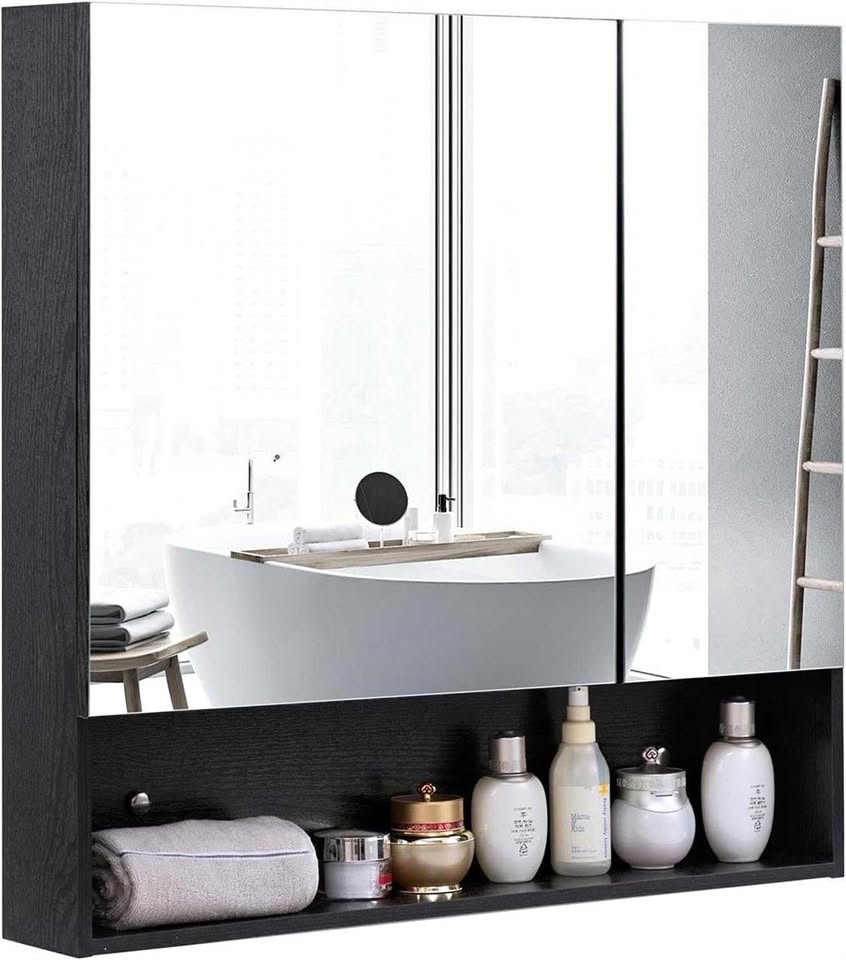 🖤 Wall Cabinet with Mirror & Organizer, 77 x 11.9 x 74.9 cm