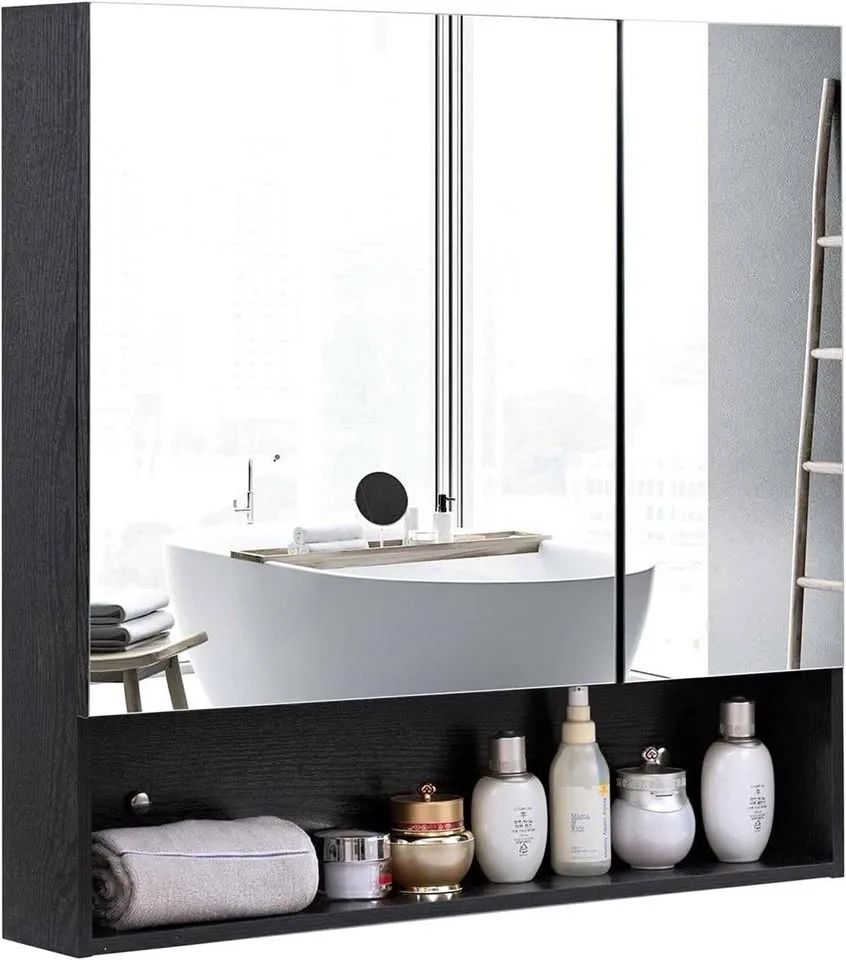 🖤 Wall Cabinet with Mirror & Organizer, 77 x 11.9 x 74.9 cm thumbnail