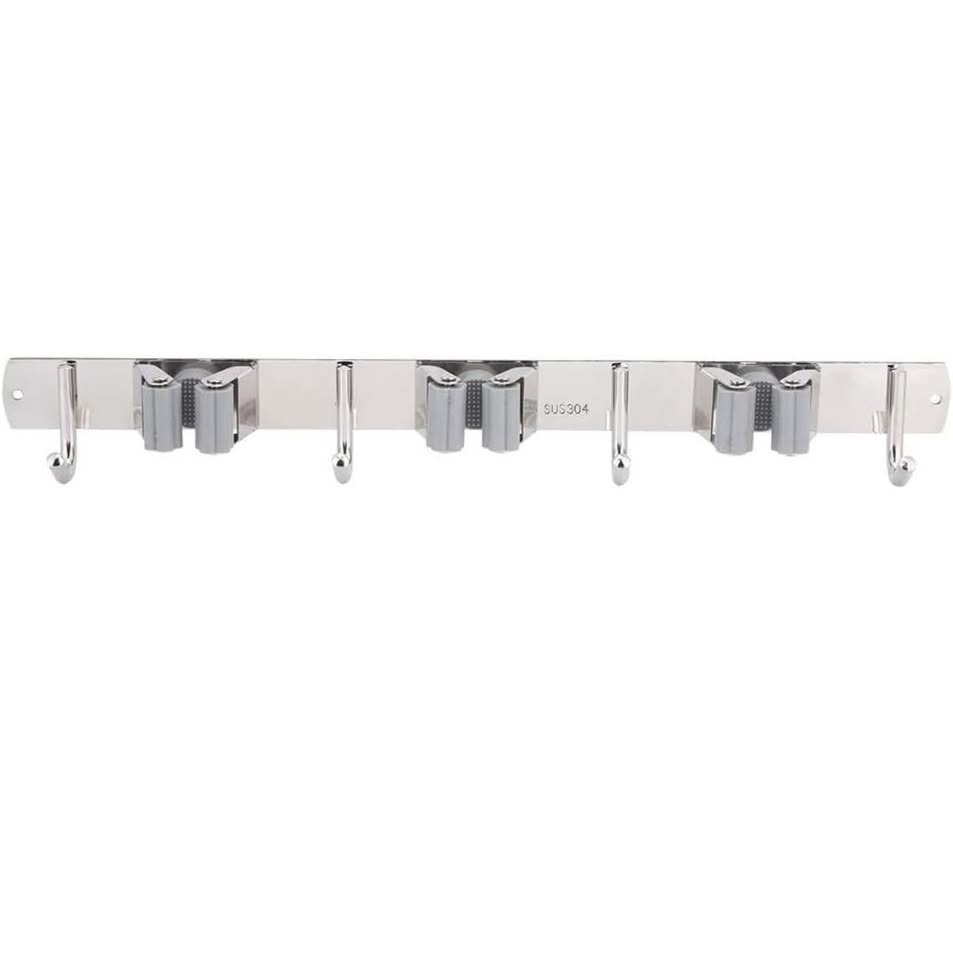 FTVOGUE Mop Holder - Wall Mount Broom Rack, 4 Hooks