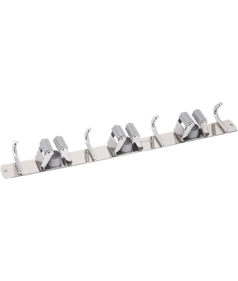 FTVOGUE Mop Holder - Wall Mount Broom Rack, 4 Hooks - photo 5