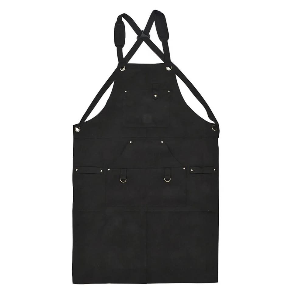 Heavy Duty Waxed Canvas Work Apron - Black