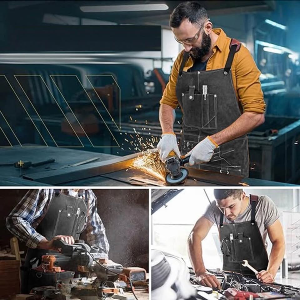 Heavy Duty Waxed Canvas Work Apron - Black - photo 4