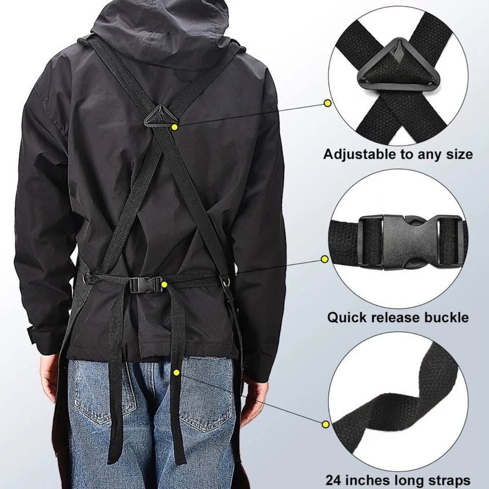 Heavy Duty Waxed Canvas Work Apron - Black - photo 5