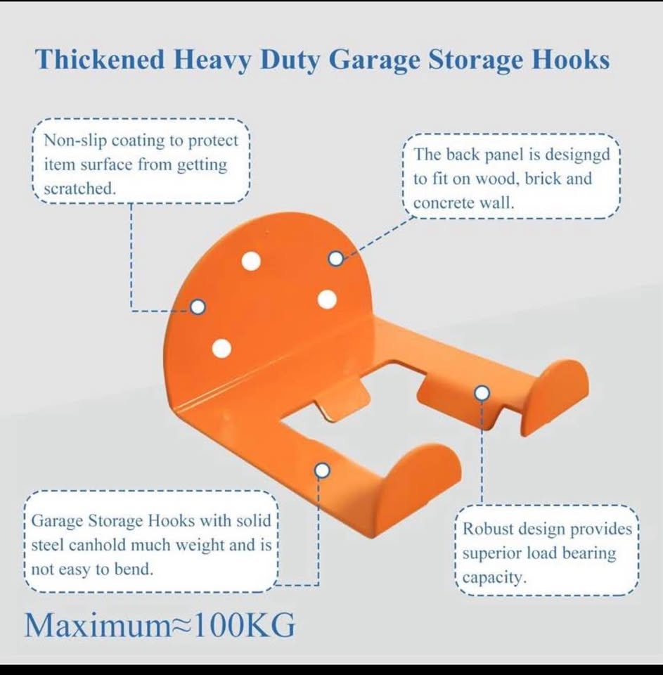 2 Pack Heavy Duty Garage Hooks + 2 Adjustable Hooks - photo 2