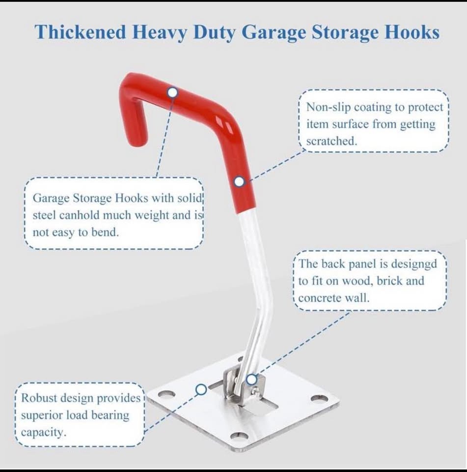 2 Pack Heavy Duty Garage Hooks + 2 Adjustable Hooks - photo 3