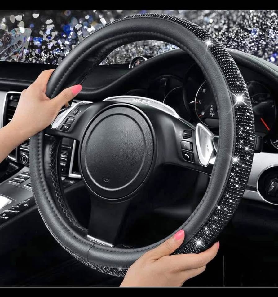 Brand new Black Diamond Leather Steering Wheel Cover