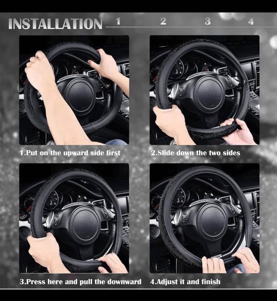 Brand new Black Diamond Leather Steering Wheel Cover - photo 5