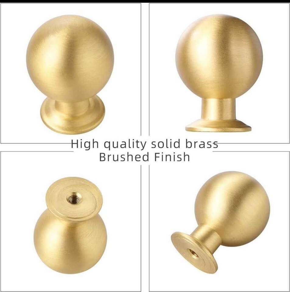 5 Pack Solid Brass Cabinet Knobs - Brushed Gold - photo 4
