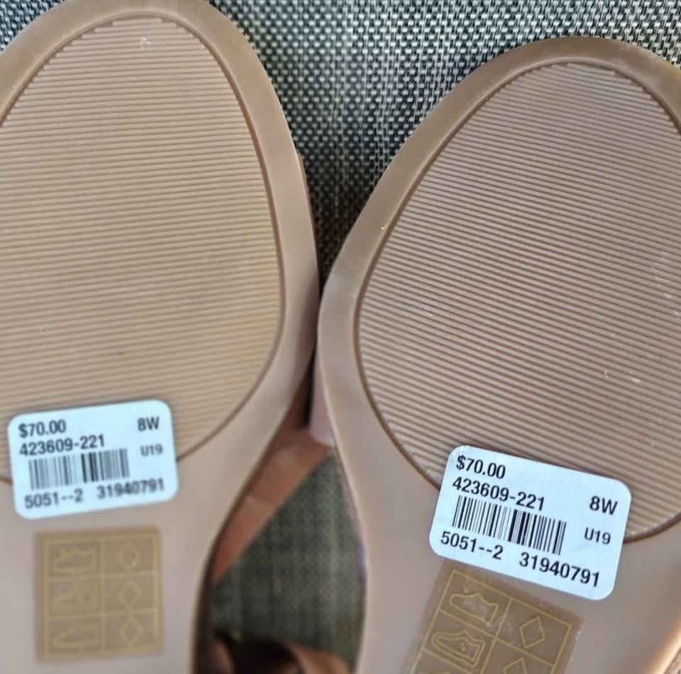 Tan Strappy Heels. Size 8W - photo 5
