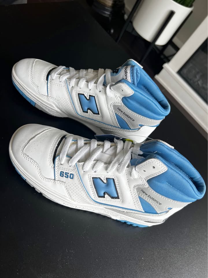 New Balance White and Blue High Top Sneakers - photo 3