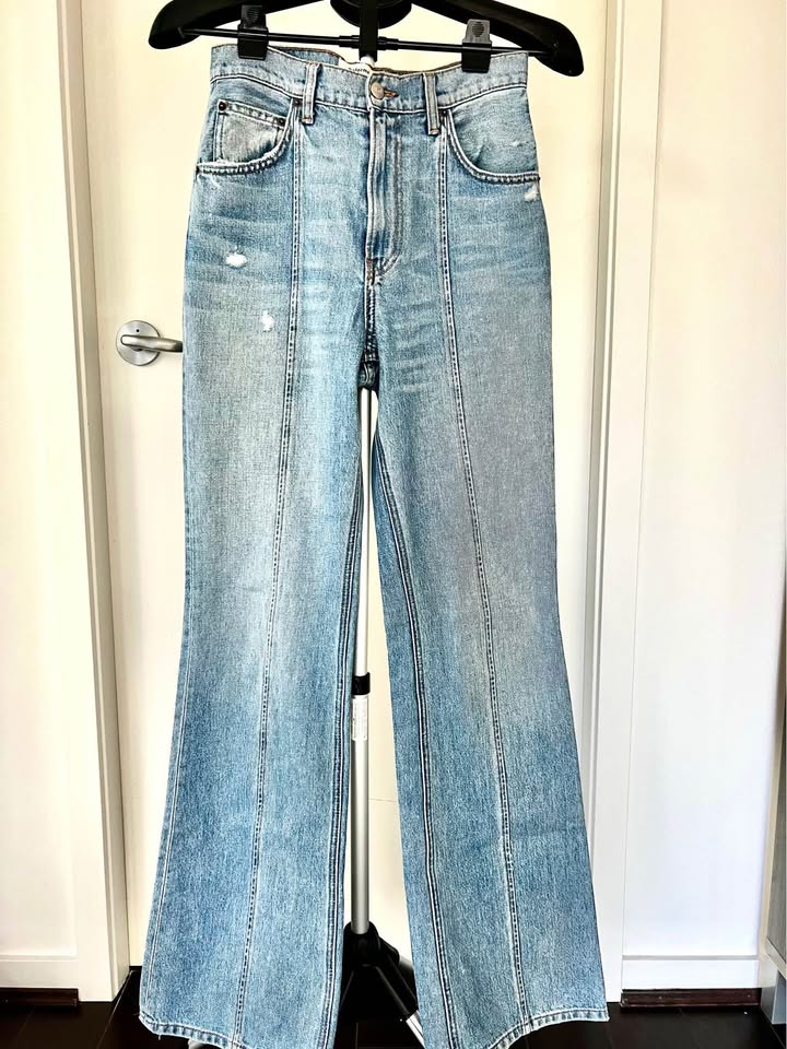 Reformation blue flare and wide leg jean