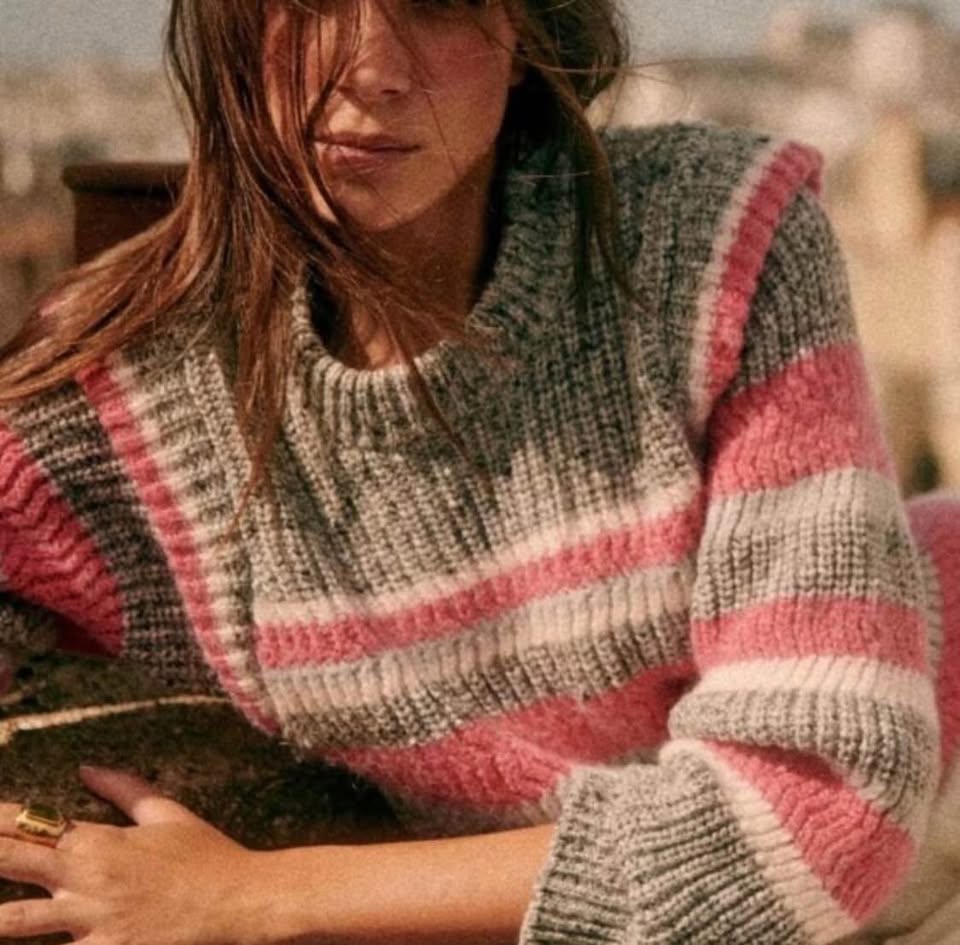 Sezane heather grey knit pullover sweater - photo 2