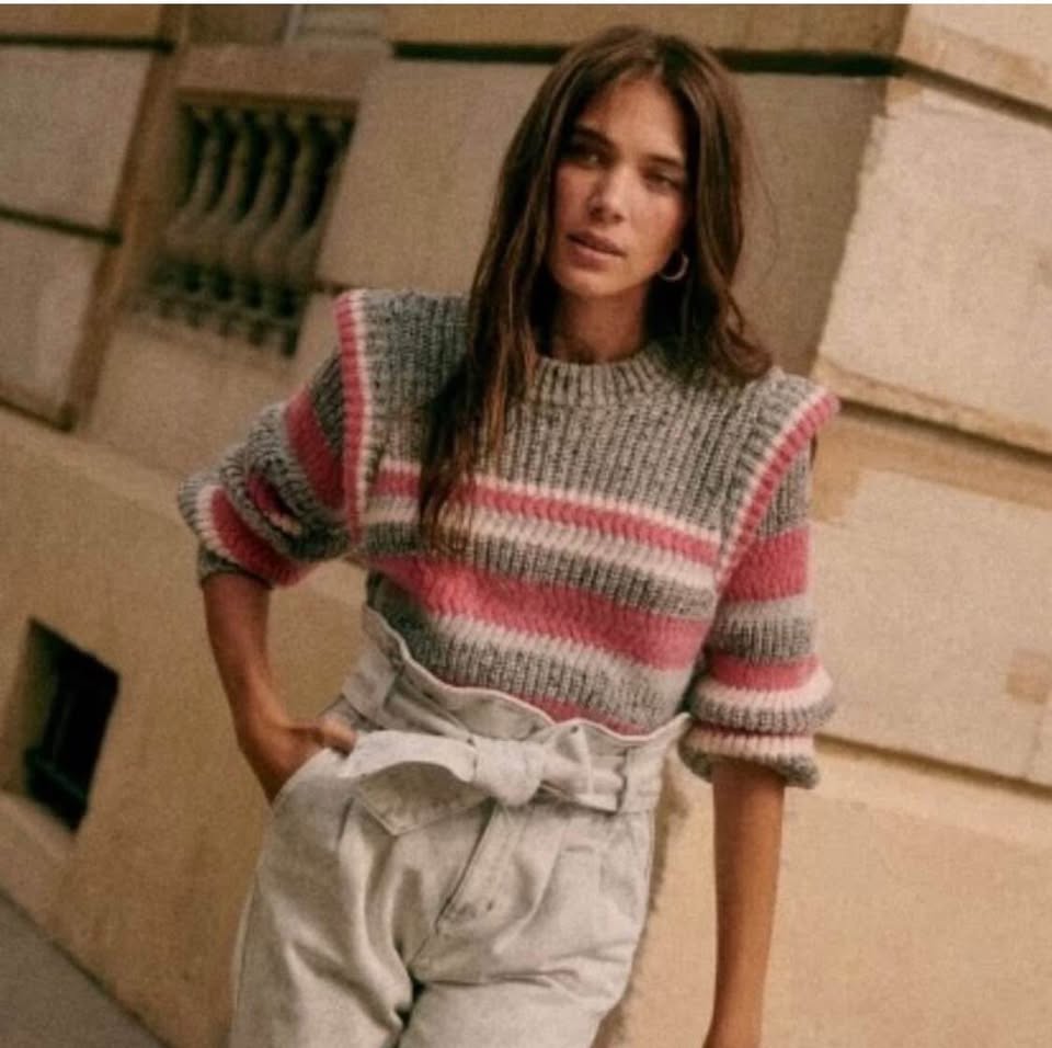 Sezane heather grey knit pullover sweater - photo 3