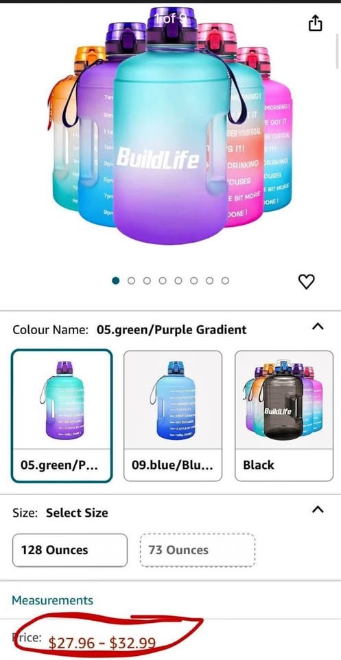 Brand new black Buildlife motivational water bottle - photo 4