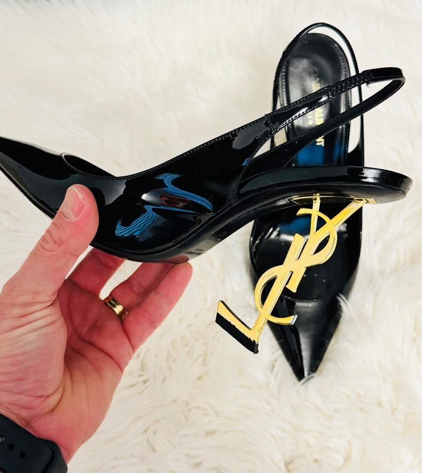 Saint Laurent Black YSL Heel Shoes - photo 2
