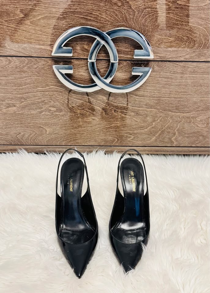 Saint Laurent Black YSL Heel Shoes - photo 3