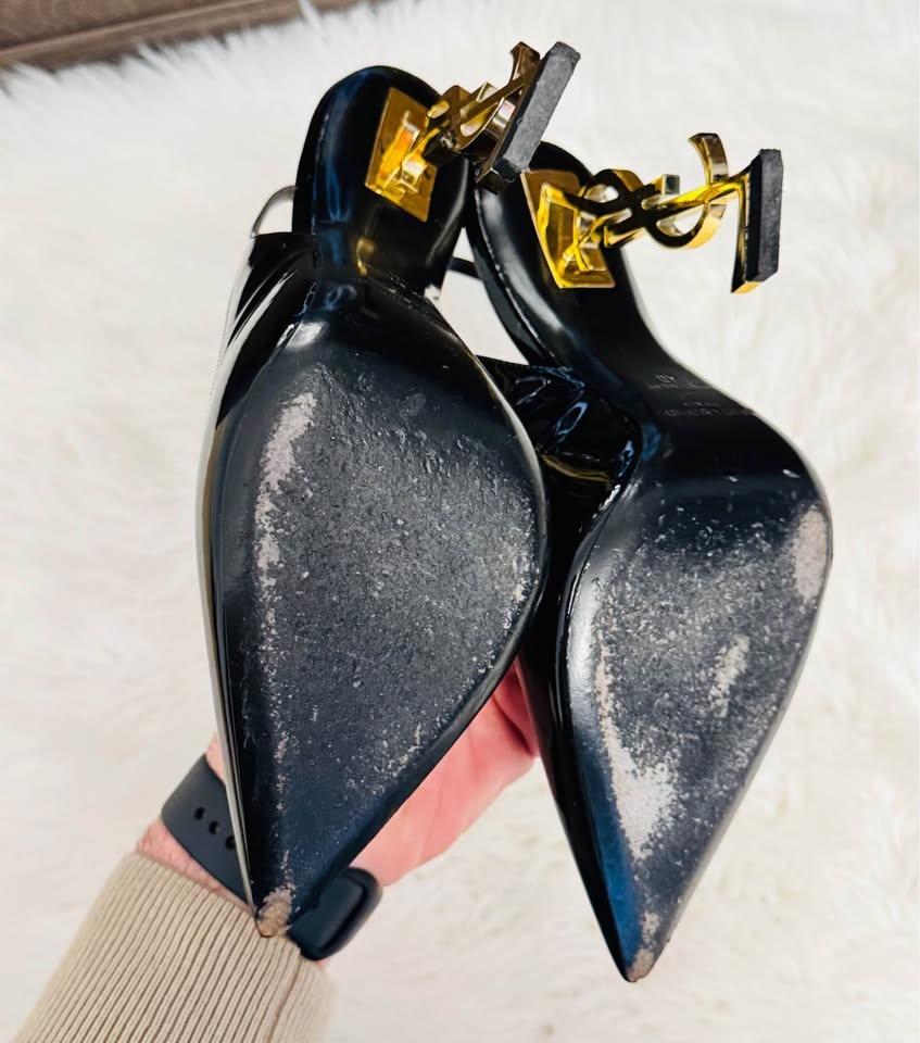 Saint Laurent Black YSL Heel Shoes - photo 4