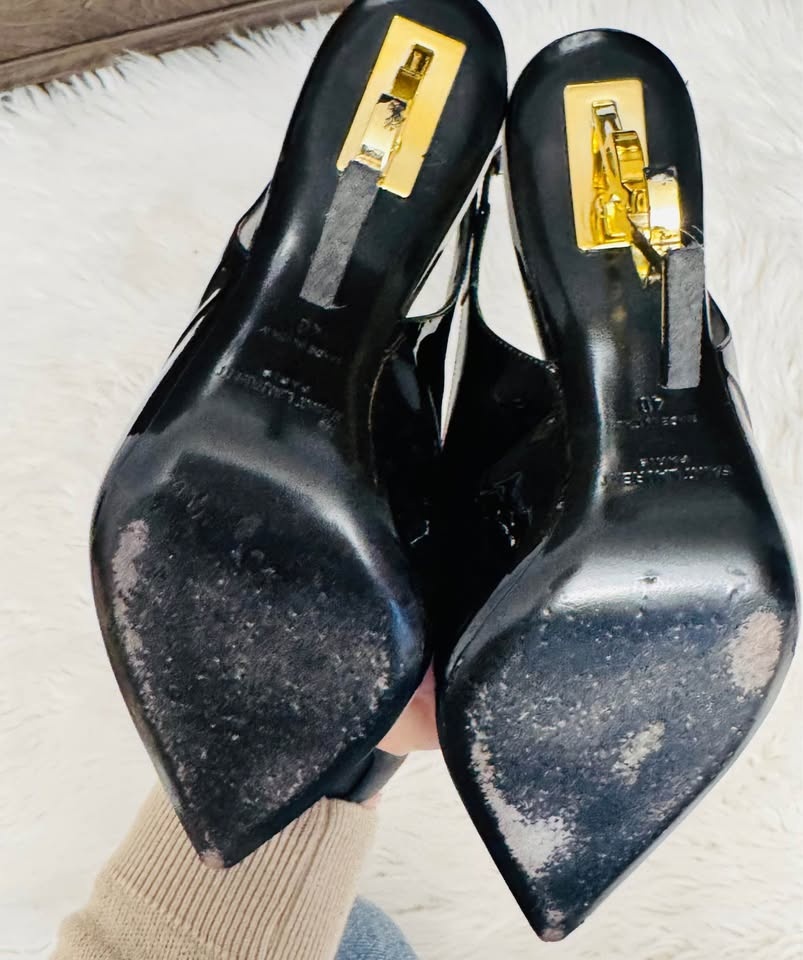 Saint Laurent Black YSL Heel Shoes - photo 5