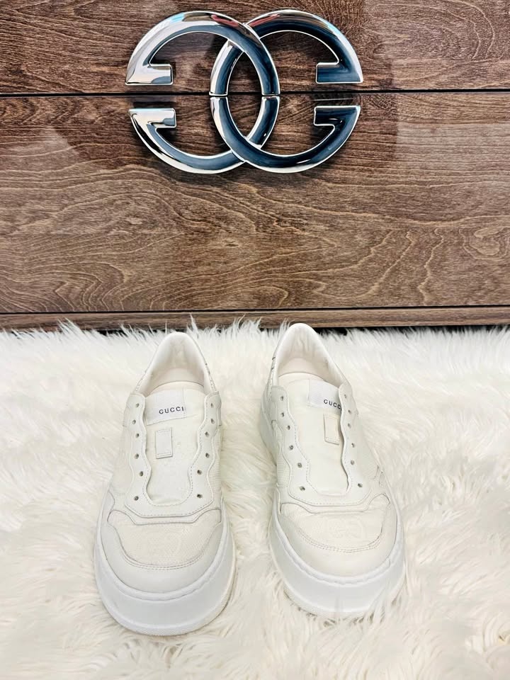 Gucci GG Embossed Leather Sneakers White