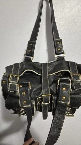 Vintage Danier Leather Satchel Bag - Black Pebbled Y2K - photo 5