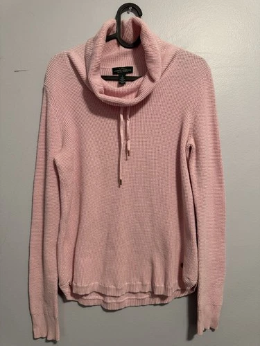 LRL Lauren Jeans Co Ralph Lauren Pink Waffle Knit Cowl Neck Top - photo 2