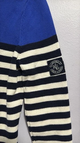 Ralph Lauren Womens 100% Cotton 1/4 Zip Sweater XS Blue White St - photo 3