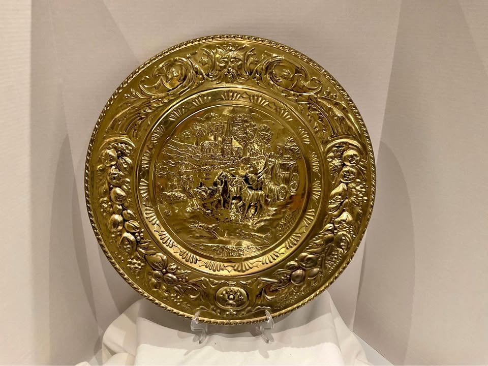 Vintage Brass Decorative Wall 20” Plate Made in England