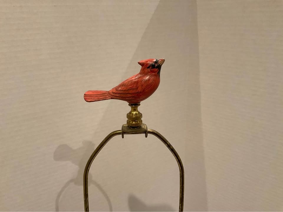 Table Lamp Handpainted Birdhouse Lamp with Cardinal Finial - photo 5