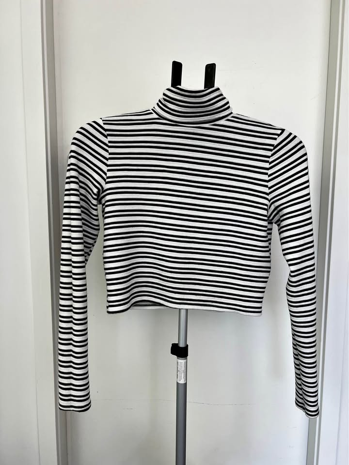 Reformation, black and white striped crop top
