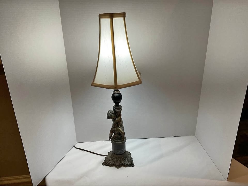Vintage MCM Cherub Table Lamp Hollywood Regency