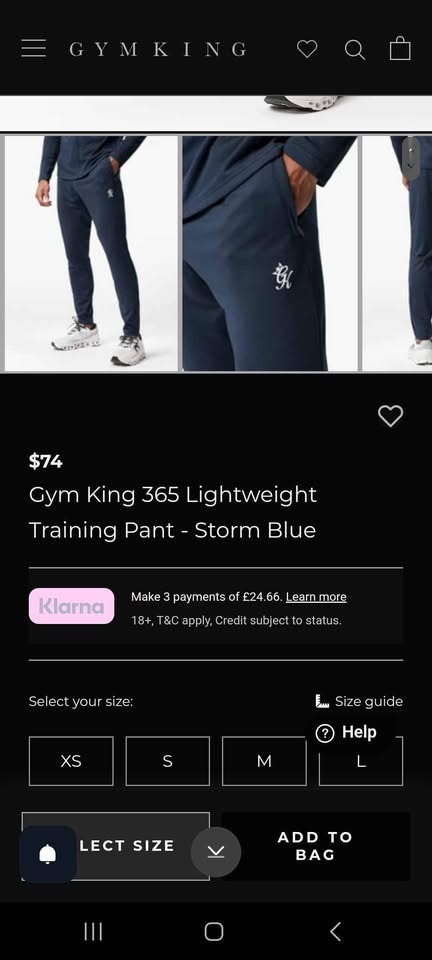 Gym King 365 Lightweight Tracksuit Bottoms - Storm Blue - XL - photo 5