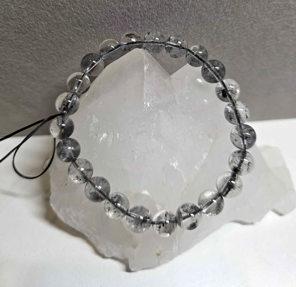 Natural Diamond Quartz Crystal bracelet (8.7mm)