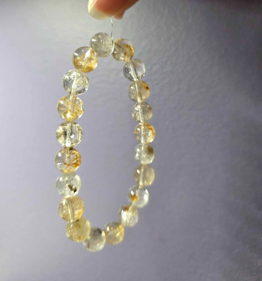 RARE Natural Skeletal Herkimer Diamond Crystal Bracelet (9.7mm)