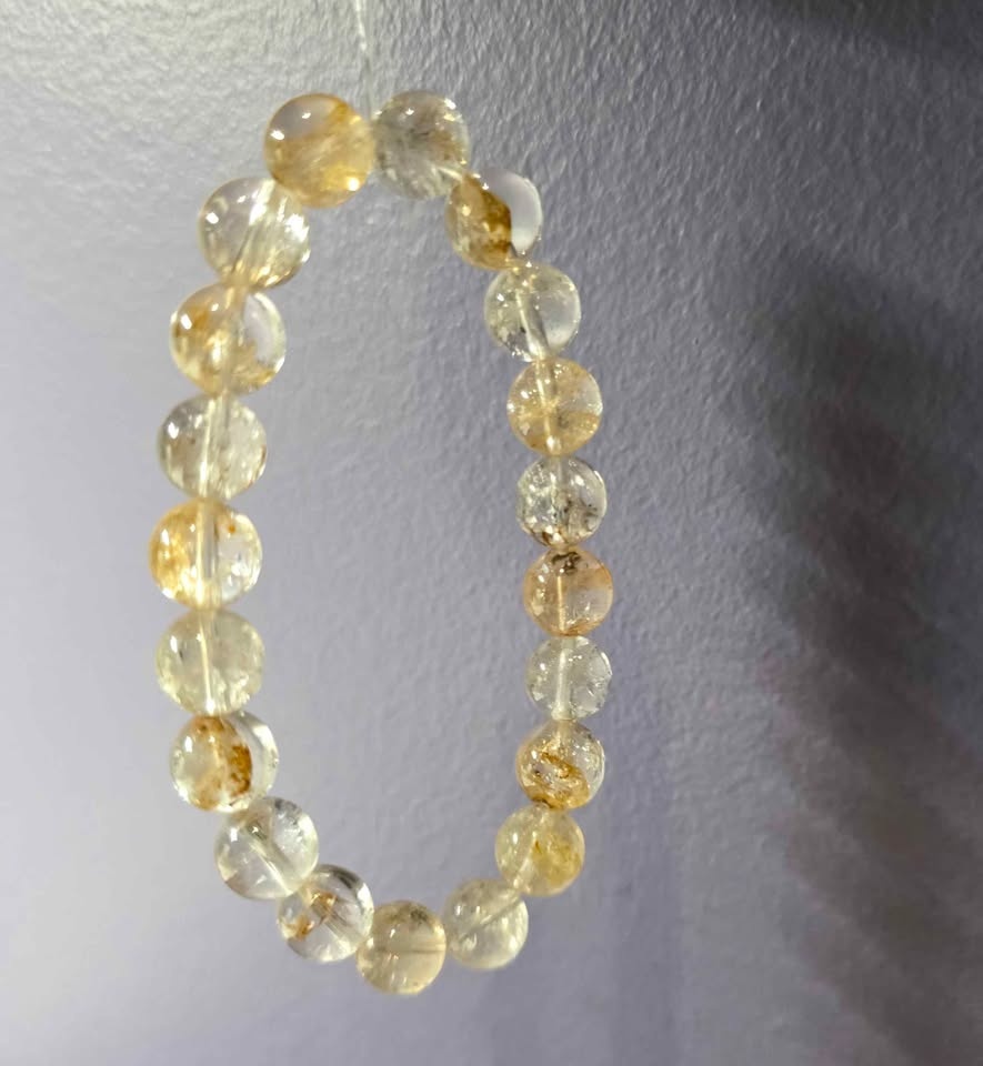 RARE Natural Skeletal Herkimer Diamond Crystal Bracelet (9.7mm) - photo 2