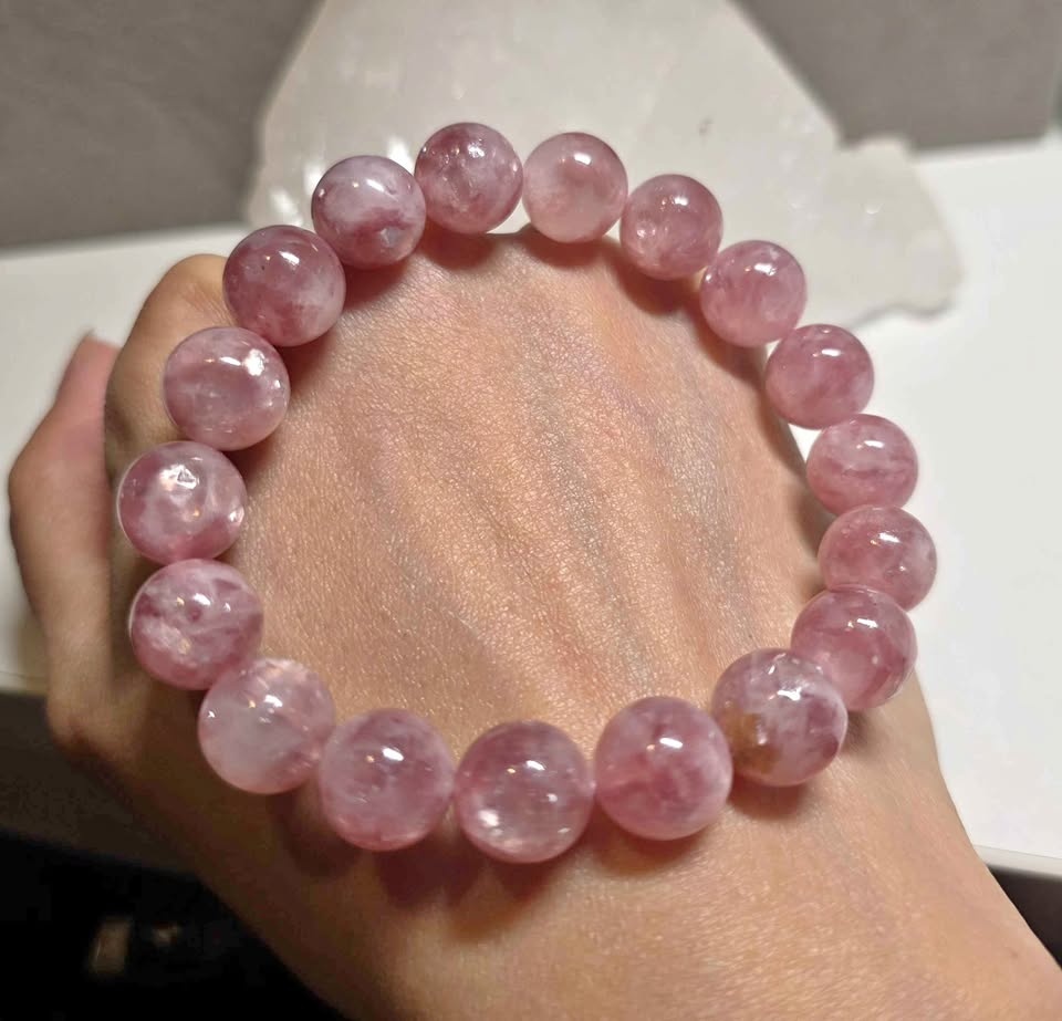 Natural Pink Lepidolite Crystal Bracelet (11mm)
