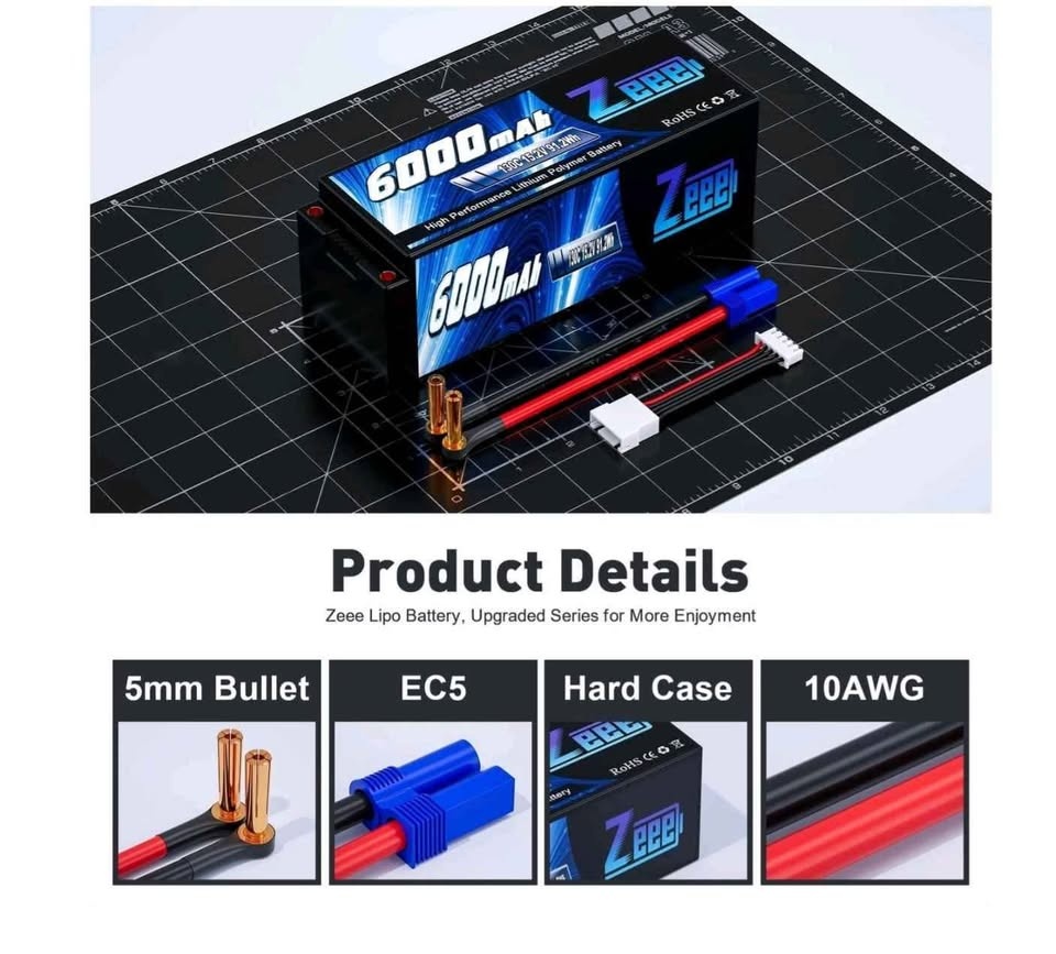 Zeee 4S Lipo Battery 6000mAh 15.2V HV 130C w/ EC5 Connector - photo 4
