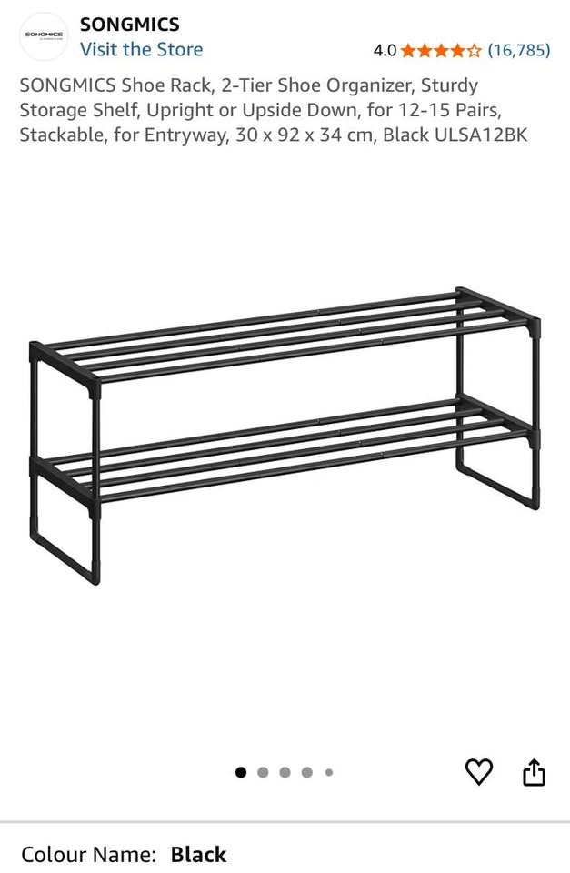 SONGMICS Shoe Rack, 2-Tier Shoe Organizer, Metal Storage Shelf - photo 3