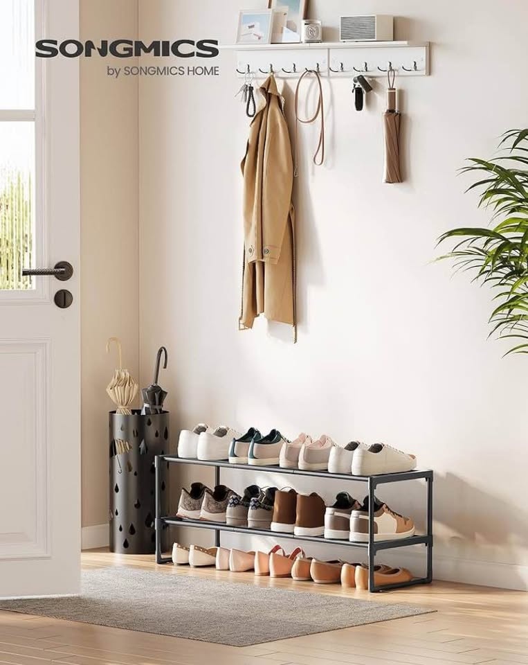 SONGMICS Shoe Rack, 2-Tier Shoe Organizer, Metal Storage Shelf - photo 5