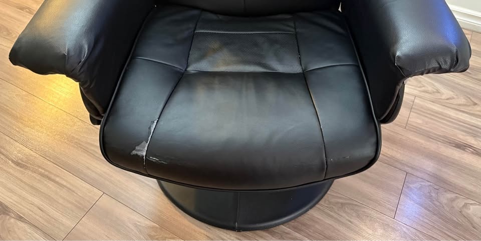 Black Swivel Manual Recliner Chair with Separate Footrest - photo 2