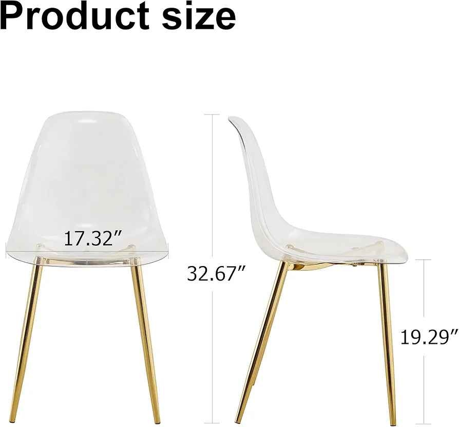 Four Dining Chairs Clear and gold - photo 2