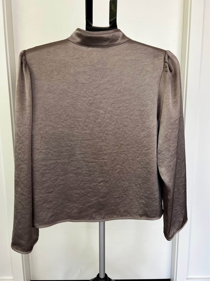 WILFRED SHIMMERING TAUPE BUTTON UP BLOUSE - photo 2