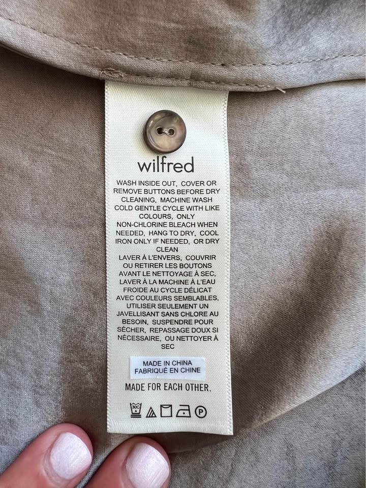 WILFRED SHIMMERING TAUPE BUTTON UP BLOUSE - photo 4