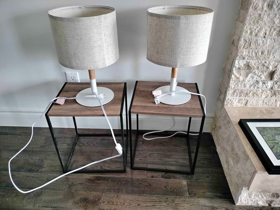 Side table and lamps
