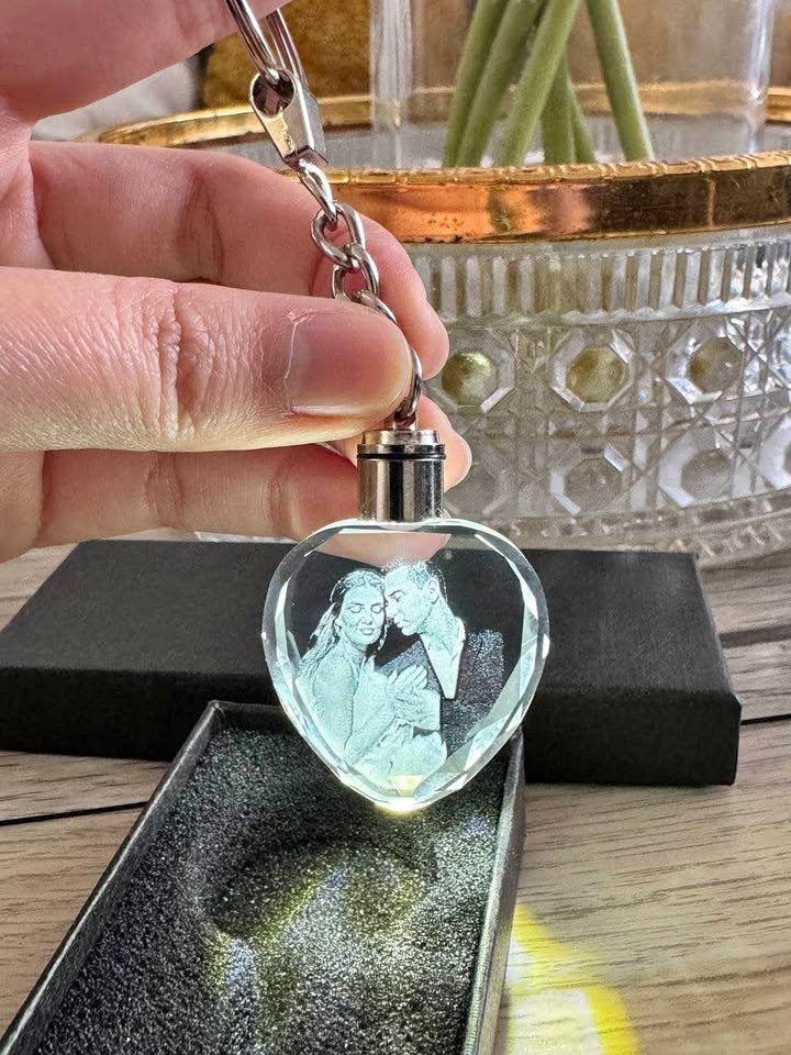 Personalized Heart Crystal Keychain