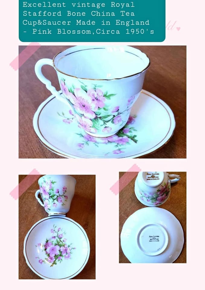 Vintage Royal Stafford Bone China Tea Cup & Saucer